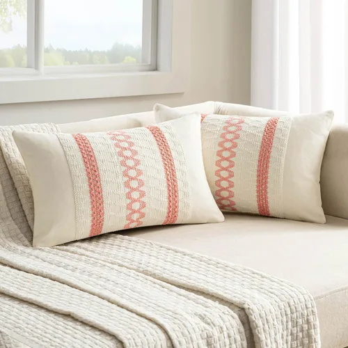 Vista 28 de MIULEE Fundas de almohada lumbares decorativas bohemias, cojín de algodón retro, tejido rustico de macramé para el hogar para cama, sofá, silla, Azul