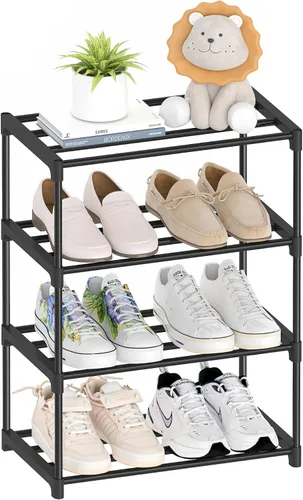 Vista 8 de Autonomier - zapatero pequeño apilable de 3 niveles, estante estrecho para zapatos de niños, niños pequeños y adultos, estante para zapatos ligero