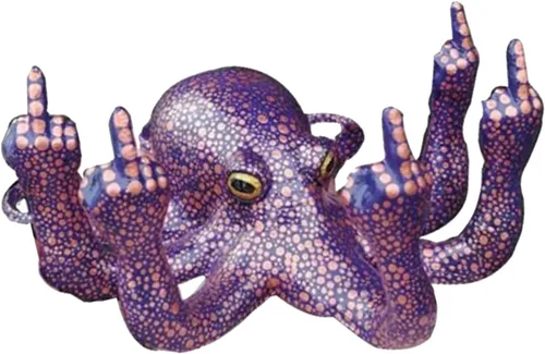Vista 8 de Divertida estatua de pulpo de resina, decoración de pecera, pulpo enojado con gesto luminoso, para decoración de interiores de acuario (negro)