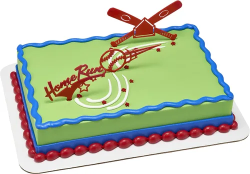 Vista 5 de DecoSet Home Run - Juego de béisbol para tartas, decoración de pasteles para cumpleaños o celebraciones de equipo, bates de béisbol, pelota y fotos