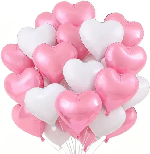 Vista 27 de 100 globos en forma de corazón de 5 pulgadas, globos de aluminio de Mylar de papel de aluminio para decoración de mujeres y niñas, día de San