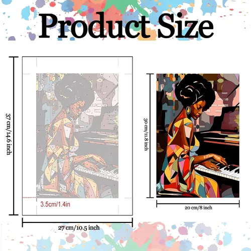 Vista 3 de Paquete de 6 pinturas por números para mujeres sudafricanas para adultos, principiantes, músicos negros, kits de pintura al óleo sobre lienzo