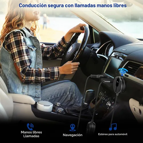 Vista 5 de BESIGN BK01 Kit Bluetooth para coche, receptor auxiliar inalámbrico para llamadas manos libres y transmisión de música con filtro de ruido de bucle