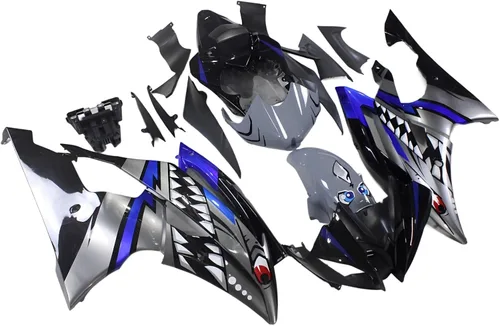 Vista 2 de Shark Attack - Kit completo de carenado de plástico ABS azul plateado compatible con Yamaha YZF-600 R6 2008 2009 2010 2011 2012 2013 2014 2015 2016