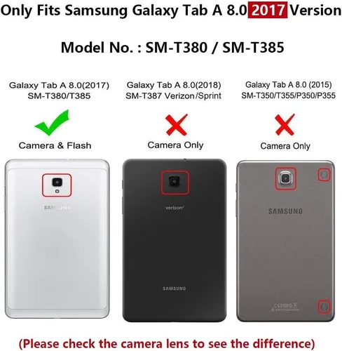 Vista 6 de Dteck Funda tipo libro para Galaxy Tab A 8.0 (SM-T380/T385) de 8 pulgadas (modelo 2017) con soporte (ángulos de visión ajustables)/ranuras