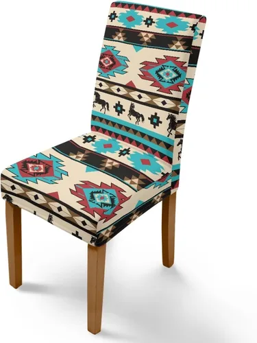 Vista 15 de Rnyleeg Juego de 1 fundas para sillas étnicas para sala de estar, sin brazos, estampado tribal azteca, elásticas, fundas protectoras para sillas
