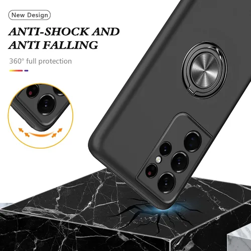 Vista 7 de Funda para Samsung Galaxy S21 Ultra, con protector de pantalla de TPU flexible autorreparable, 2 unidades, grado militar, doble a prueba de golpes