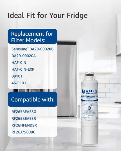 Vista 5 de Waterspecialist DA29-00020B Repuesto para Filtro de agua Samsung DA29-00020B, HAF-CIN/EXP, DA29-00020B-1, HDX FMS-2, RS25J500DSR, RF28HMEDBSR