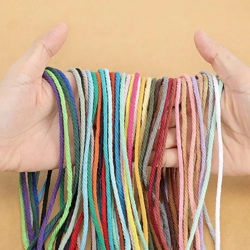 Vista 3 de Cordón de macramé de 0.079 pulgadas x 220 yardas, color caramelo, cuerda de macramé de algodón natural, 4 hebras trenzadas para colgar en la pared