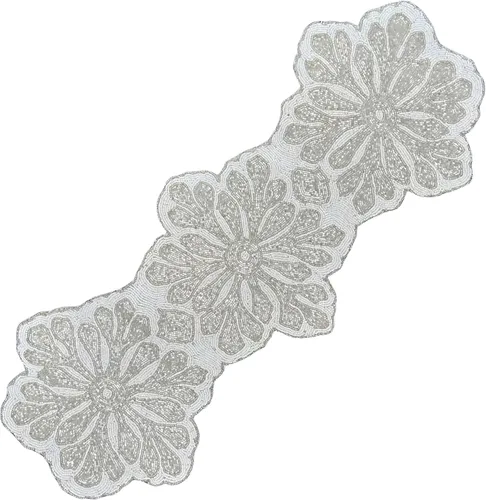 Vista 10 de Camino de mesa con cuentas de 36 pulgadas de diseño elegante infinito - Decoración de mesa para bodas, fiestas, días festivos, regalos y uso diario