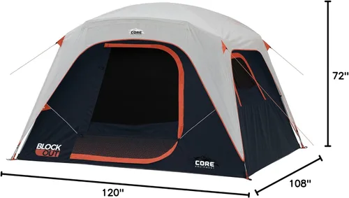 Vista 7 de CORE Blackout 6 Person & 9 Person Dome Tent Best Car Camping Outdoor Family Camp Tent Included Storage Pockets for Camping Accessories