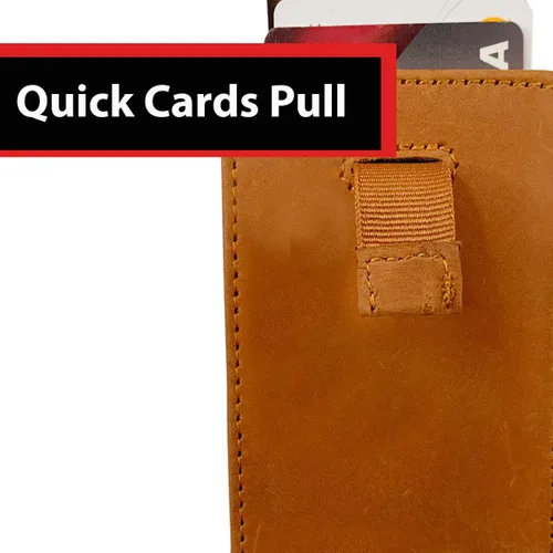 Vista 4 de IBRO Billetera delgada con bloqueo RFID para hombre con bolsillo para identificación, Marrón, Cartera Rfid