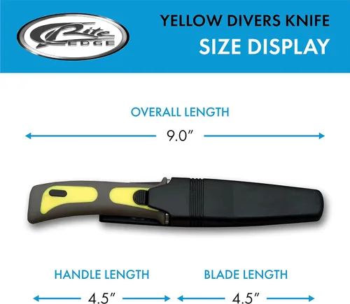 Vista 4 de SZCO Supplies Cuchillo de buceo (amarillo), 210424-YW, 9 pulgadas