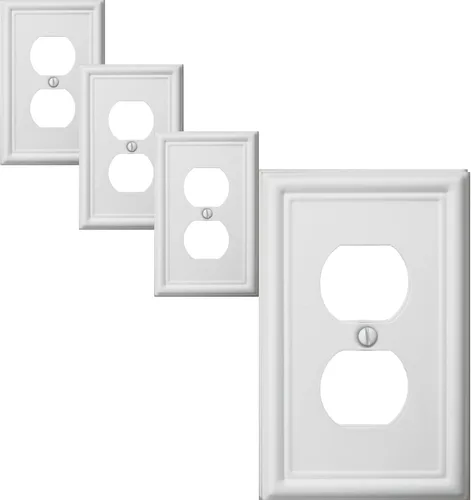 Vista 15 de OKAWYC Cubierta Individual de Interruptor de Luz en Blanco Luca Placa de Pared de Metal, Paquete de 4 Blanco 1 Gang, Cubierta de Interruptor de Luz