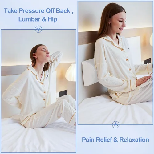 Vista 7 de Almohada de rodilla para dormir de espalda, almohada de espuma viscoelástica para piernas, almohada debajo de la rodilla para dormir, almohada