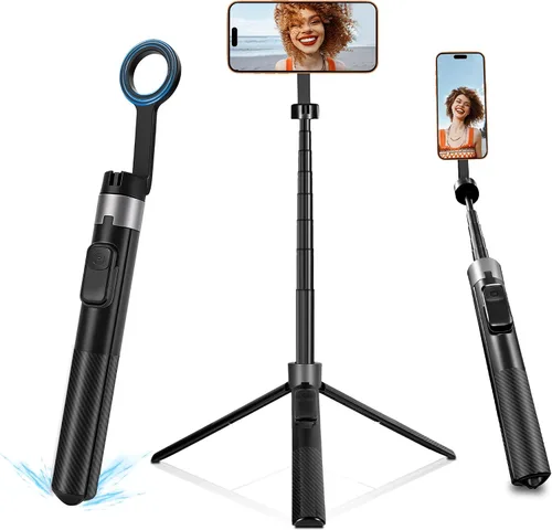 Vista 10 de Trípode automático para teléfono, 67 pulgadas de despliegue automático para selfie stick con control remoto, giratorio de 360°, extensible