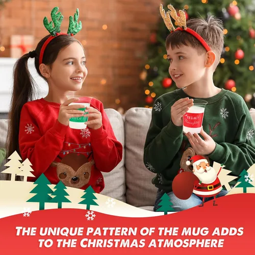 Vista 4 de Rtteri 24 vasos de plástico desechables de 12 onzas para decoración de fiestas de Navidad, cerveza, bebidas, aperitivos