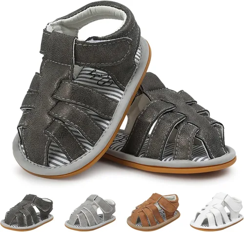 Vista 6 de Sandalias para bebé niña niño, suela antideslizante suave de primera calidad, sandalias de bebé para bebé, zapatos de playa casuales de verano
