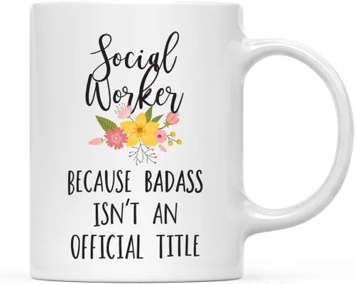 Vista 8 de Andaz Press Taza de café de 11 onzas, regalo de broma, tía porque Badass no es un título oficial, gráfico floral, 1 paquete