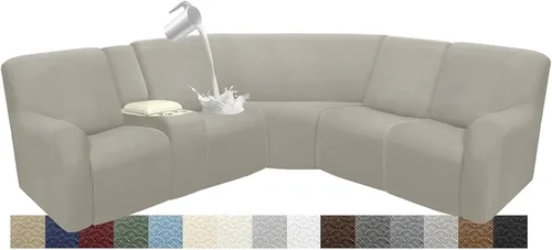 Vista 112 de Fundas impermeables de sofá reclinable modular para sofás reclinables, lavable en forma de L, para perros, fundas elásticas para sofá reclinable
