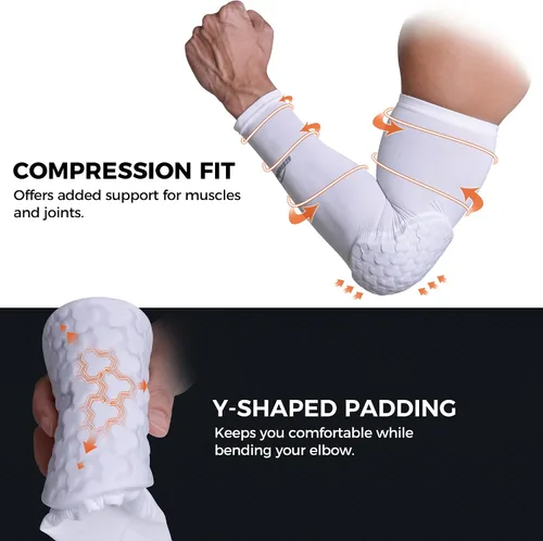 Vista 4 de Manga protectora para el codo de COOLOMG, 2 unidades para niños, para baloncesto, equipo protector para la mano, el brazo y el codo, para adultos
