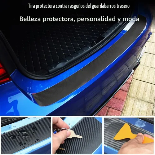 Vista 6 de Ziciner - Protector de parachoques trasero para coche, adhesivo de protección contra arañazos de fibra de carbono para umbral de puerta de maletero