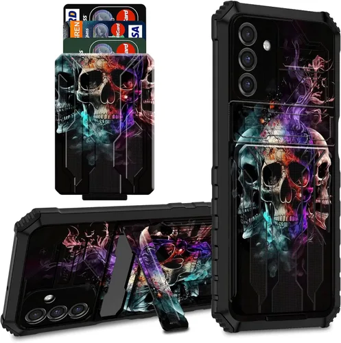 Vista 40 de Funda protectora de TPU suave para Samsung Galaxy A03S con soporte para tarjeta de crédito y soporte de doble capa de policarbonato duro de TPU