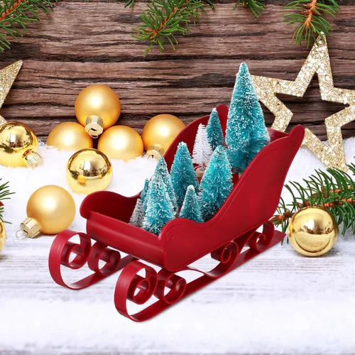 Vista 5 de Abaodam Decoración de trineo de Navidad, 2 piezas, soporte para dulces de árbol de Navidad, adorno de mesa, adorno decorativo de trineo de Papá Noel