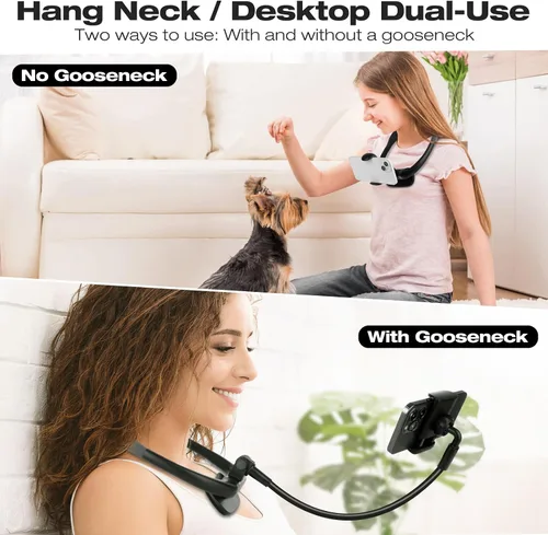 Vista 2 de Soporte para teléfono celular, soporte para teléfono celular de cuello, soporte de teléfono flexible de cuello de cisne sin manos para cama, soporte