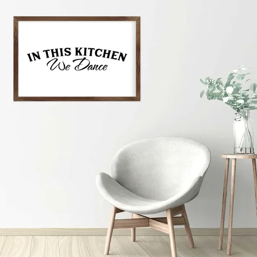Vista 3 de Letrero de madera con marco, en This Kitchen We Dance Farmhouse rústico de madera enmarcada para colgar en la pared, arte de la cocina, decoración