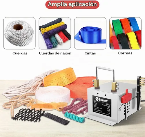 Vista 2 de ROMECH Cortador de cuerda eléctrico de 30 W, hoja térmica de cuchillo caliente, kit de herramientas de corte de montaje en banco para correas