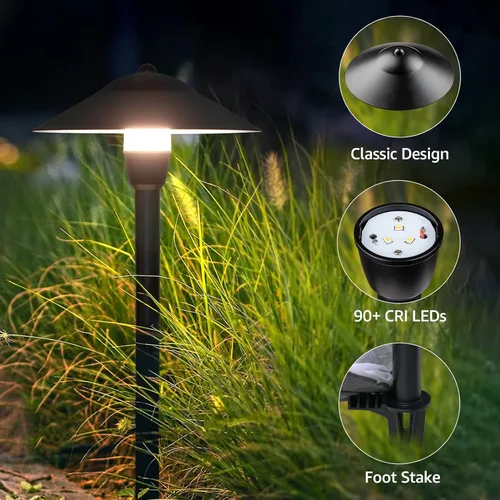 Vista 2 de SUNVIE Low Voltage Pathway Lights 12-24V 3W Landscape Lighting, 3000K LED Low Voltage Landscape Lights, IP65 Waterproof Aluminum Path and Area Light