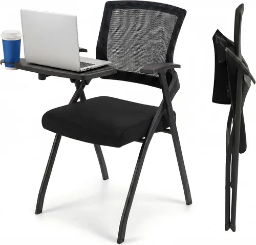 Vista 11 de Paquete de 2 sillas de oficina plegables con respaldo de malla, silla apilable para sala de conferencias, silla plegable de oficina, silla de sala