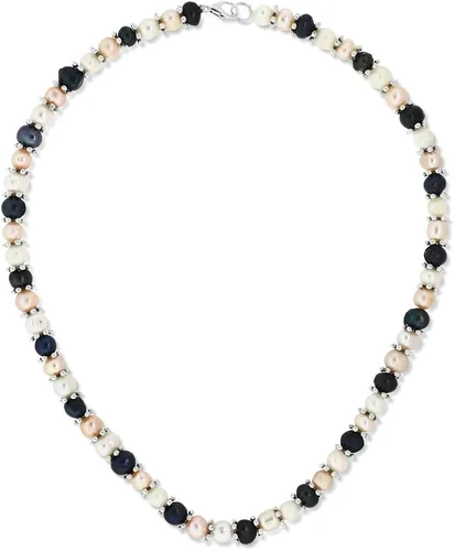 Vista 4 de Gem Stone King Juego de collar y aretes de perlas cultivadas de agua dulce multicolor de 7 a 0.315in, 18 pulgadas, Perla