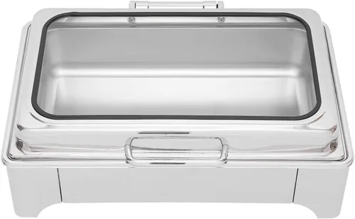Vista 10 de Calentador de alimentos de acero inoxidable, juego de platos de bufé rectangular, estufa de buffet, juego de calentador de bufé para uso doméstico