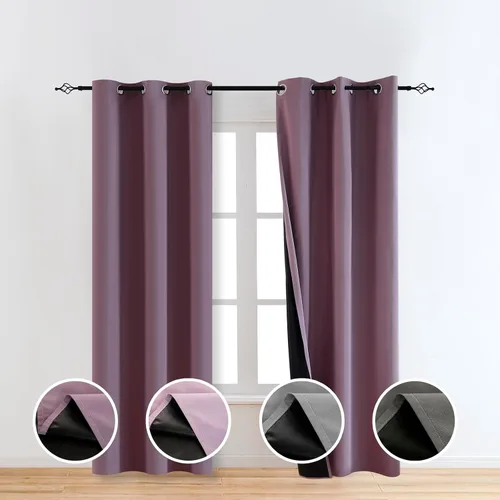 Vista 8 de Cortinas opacas 100% para dormitorio, cortinas opacas para sala de estar, cortinas de oscurecimiento de habitación de 84 pulgadas, cortinas opacas