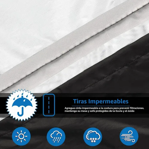 Vista 4 de Funda para mesa de exterior, fundas impermeables para muebles de patio, funda rectangular 420D para sofá de exterior, fundas de patio para sofá