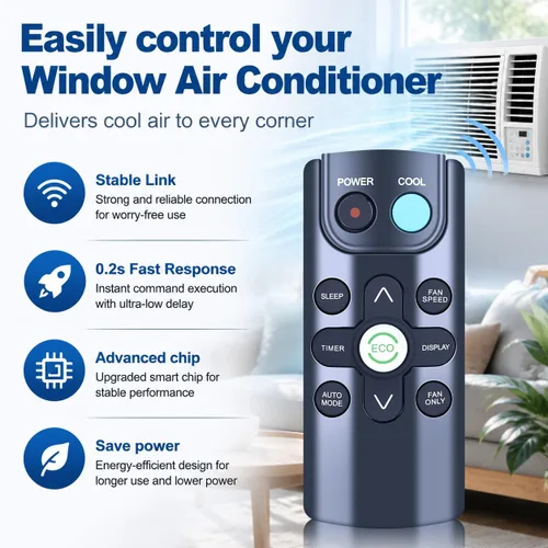 Vista 3 de ZWP 210901707 Control remoto de repuesto para aire acondicionado de ventana TCL W5W31-B W5W3M-B W5W3M-3 W6W32-B W8W91-B W10W91-B TAW05CRB19