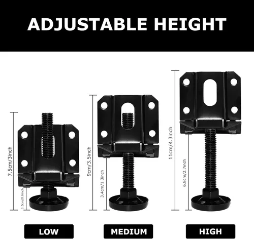 Vista 5 de LOSCHEN 16 pies de nivelación ajustables resistentes para muebles, tuercas hexagonales con bloqueo de patas de muebles, para mesa, armarios, banco