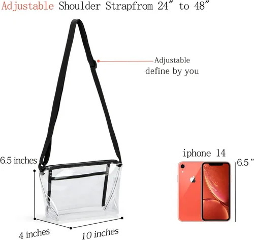 Vista 3 de Bolso transparente con bolsillo interior y correa ajustable para estadios, conciertos y eventos deportivos