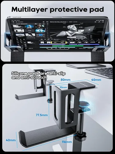 Vista 4 de NODOCA Almacenamiento de Laptop para Escritorio, Soporte Vertical de Laptop para Escritorio, Soporte Vertical de MacBook, con Soporte