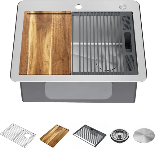 Vista 11 de DELTA FAUCET Lorelai - Lavaplatos de estación de trabajo de barra de 17 pulgadas para cocina, montaje bajo encimera, acero inoxidable calibre 16