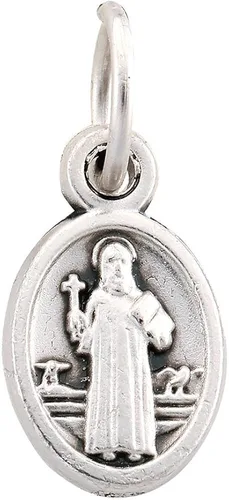 Vista 3 de Catholica Shop Catolic Religious Wear Saint Benedict Plata Tono Oxidado Estampado Mini Medalla Colgantes - Lote de 12
