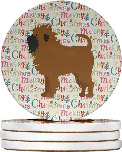 Vista 203 de Abyssinian Sand Terrier Merry Christmas - Posavasos grandes de piedra arenisca (4 unidades)