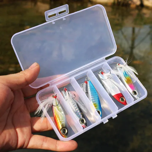 Vista 5 de Sougayilang Señuelos de pesca de plantillas, cucharas de metal para hundimiento, cebo micro jigging