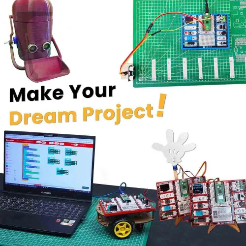 Vista 6 de PicoBricks Raspberry Pi Pico W Kit de inicio con 12 sensores desmontables y extensa guía de aprendizaje, kit de codificación de bricolaje, Raspberry