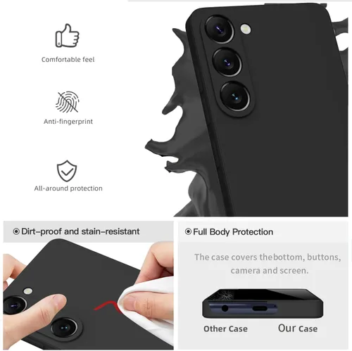 Vista 9 de Funda compatible con Galaxy S23 con protección de cámara mejorada, funda de silicona mate a prueba de golpes, delgada, cubierta completa, suave