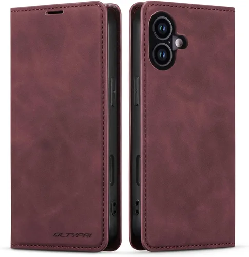 Vista 61 de QLTYPRI Funda tipo cartera para iPhone Air, 3 tarjeteros, color negro Funda de piel sintética de alta calidad, cierre magnético, soporte