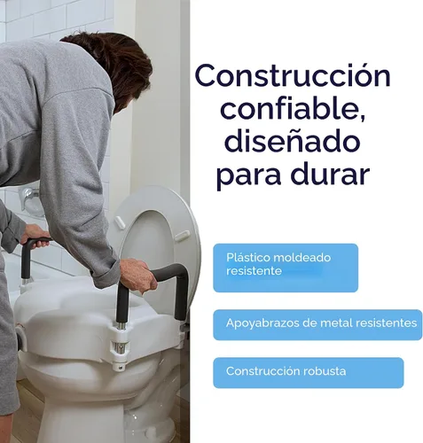 Vista 6 de Drive Medical RTL12027RA Asiento elevado para inodoro con brazos acolchados extraíbles, asiento estándar Raised Toilet Seat Offers Removable