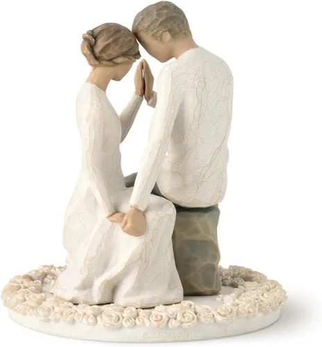 Vista 7 de Willow Tree Anniversary - Decoración para tartas esculpida pintada a mano Cast from a Susan Lordi Original Carving, Carved Flower Base, Lead-Free